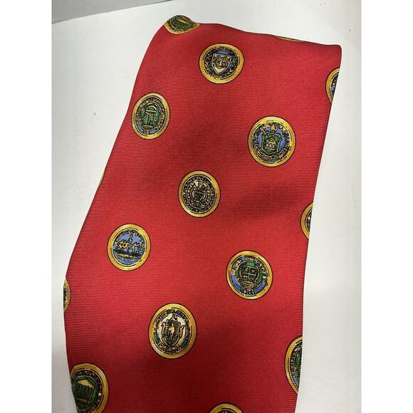 Harrods Other - Harrods Knightsbridge Silk Tie Red W/Gold Seal Print 57”x3.5” - Ascot By Harrods